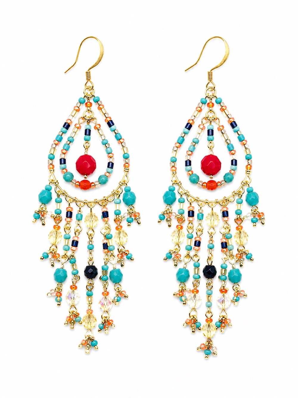 Capri Coral Chandelier Earrings